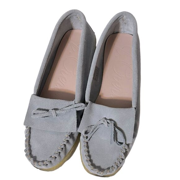 J.Crew Soft unlined suede Moccasin driving loafers in Powder Blue Size 8 - Picture 3 of 10